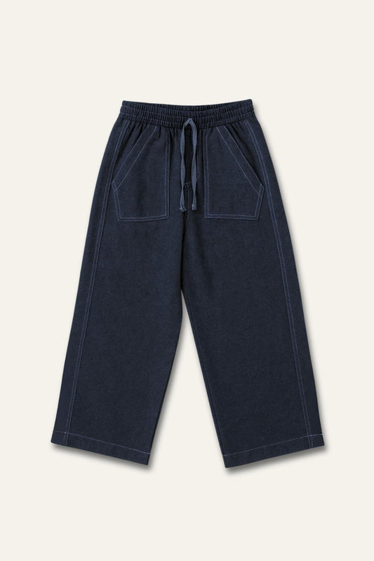 Erkek Çocuk İnce Kaşe Cep Detaylı Lastikli Pantalon - Lacivert - 2
