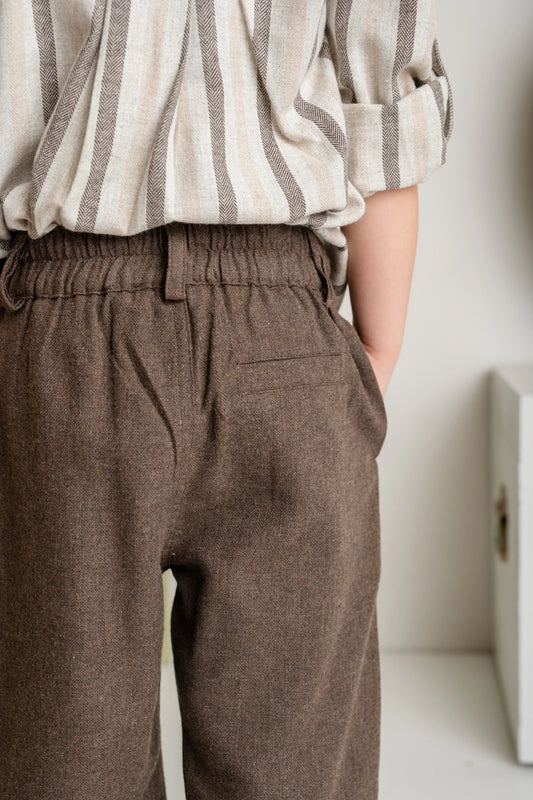 Erkek Çocuk İnce Kaşe Klasik Pantalon - Kahverengi - 2