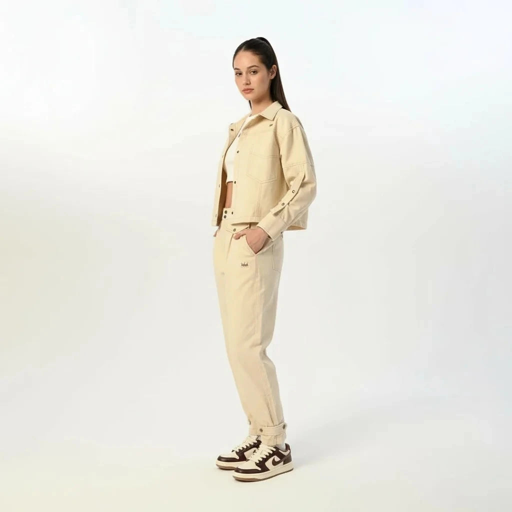 Gabardin Krem Ceket Pantolon Takım - 5