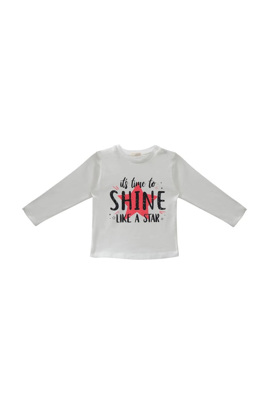 Kız Bebek Baskılı T-Shirt Ekose Etek İkili Takım - Kırmızı - 2