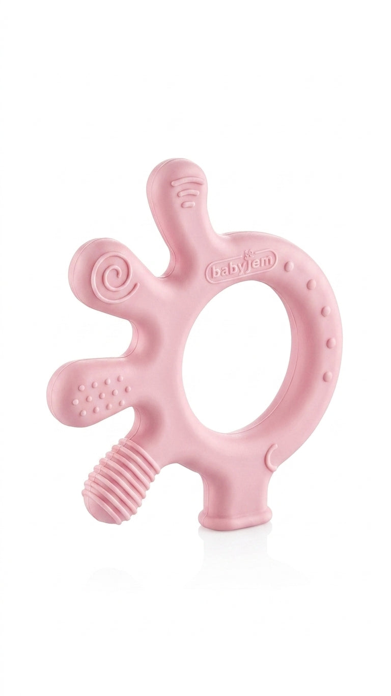 Babyjem Yumuşak Silikon Bebek Diş Kaşıyıcı - Pembe (3+ Ay)