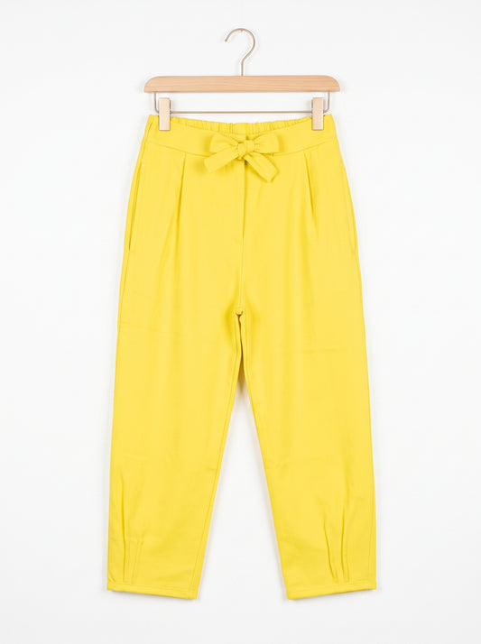 Kız Bebek / Çocuk Fiyonk Detaylı Pantolon - Neon Sarı