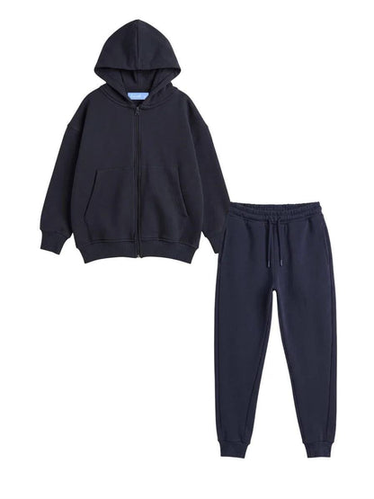 Unisex Çocuk Kapüşonlu Eşofman Takımı - Lacivert (9-12 Yaş)