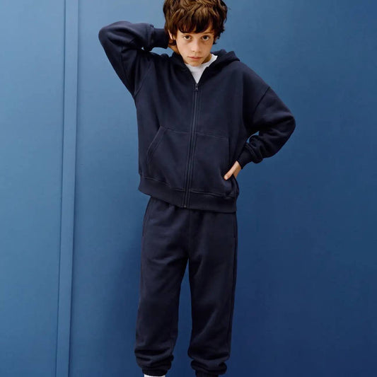 Unisex Çocuk Kapüşonlu Eşofman Takımı - Lacivert (9-12 Yaş)