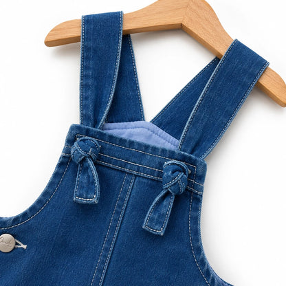 Unisex Bebek & Çocuk Bağlama Askılı Şortlu Kot Salopet (3 Yaş & 4 Yaş)