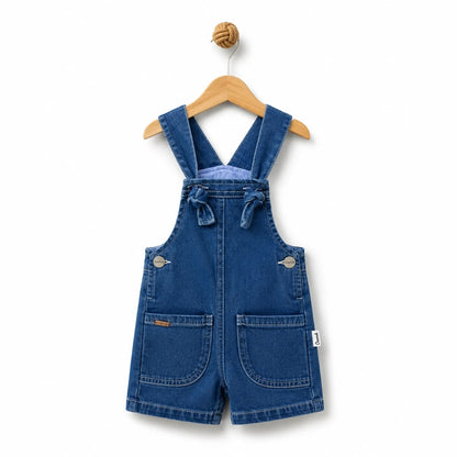 Unisex Bebek & Çocuk Bağlama Askılı Şortlu Kot Salopet (3 Yaş & 4 Yaş)