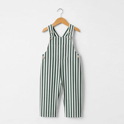 Unisex Bebek Çizgili Pamuklu Salopet / Tulum (Bordo/Yeşil)