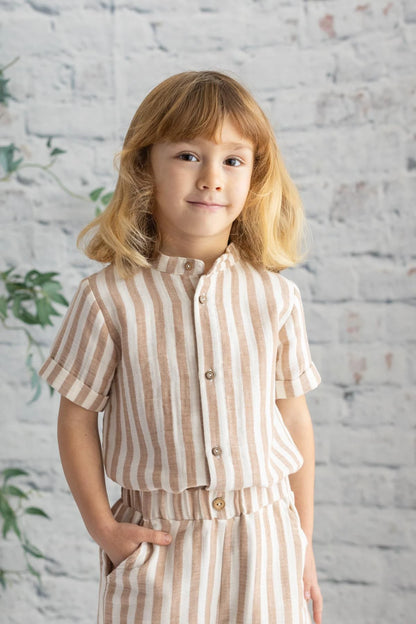 Erkek Bebek Çizgili Müslin Gömlek - 1