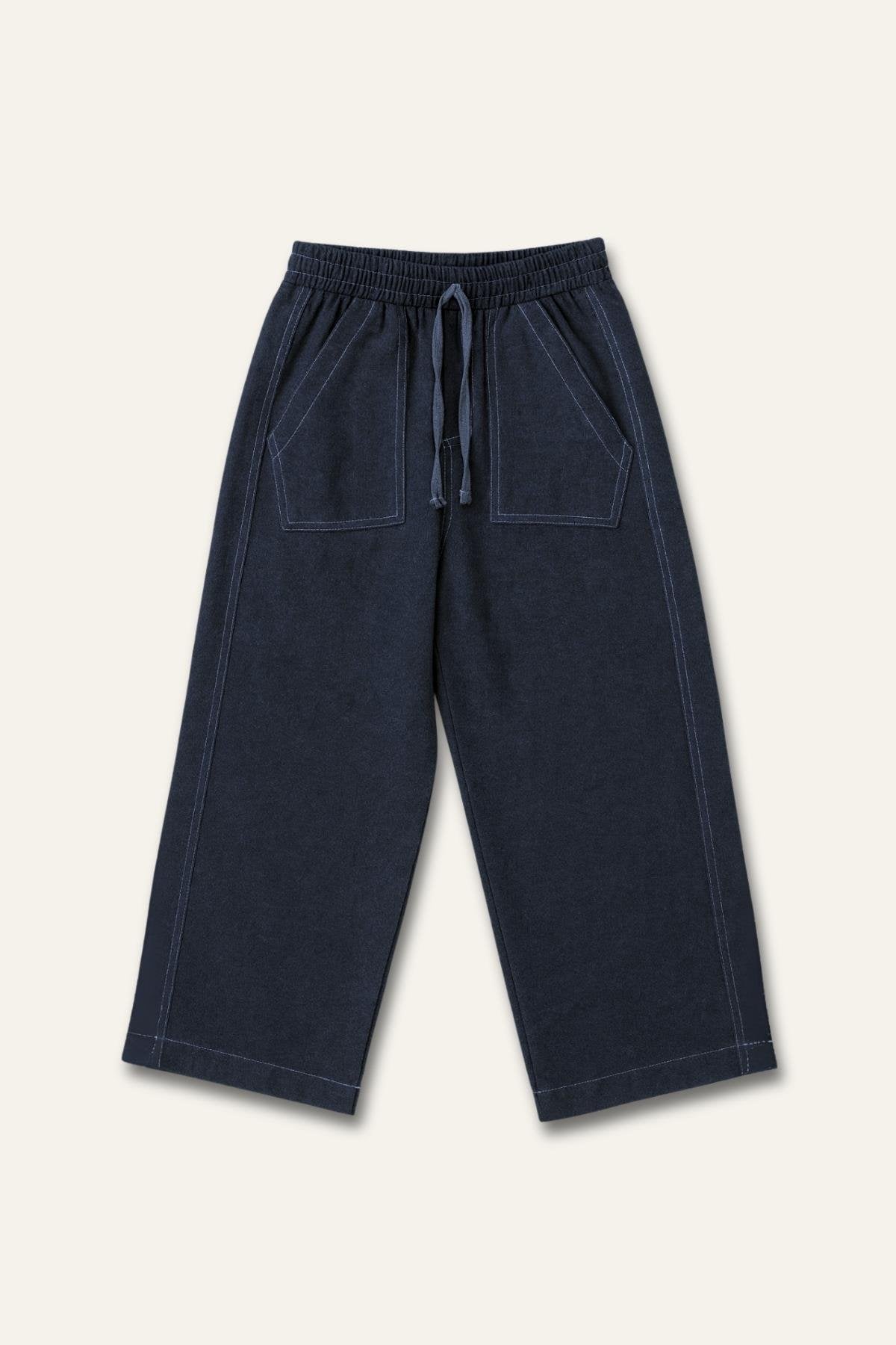 Erkek Çocuk İnce Kaşe Cep Detaylı Lastikli Pantalon - Lacivert - 2