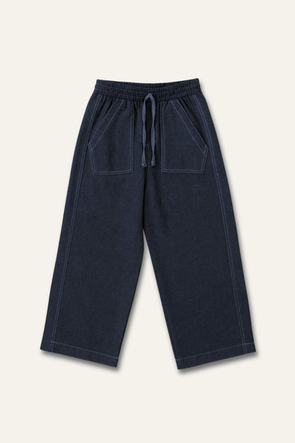 Erkek Çocuk İnce Kaşe Cep Detaylı Lastikli Pantalon - Lacivert - 2