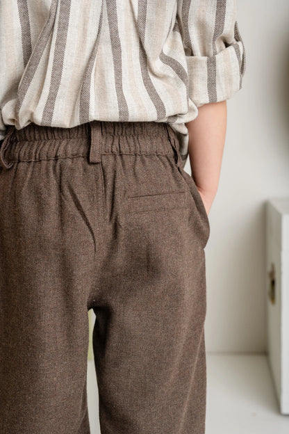 Erkek Çocuk İnce Kaşe Klasik Pantalon - Kahverengi - 2