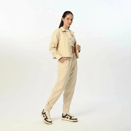 Gabardin Krem Ceket Pantolon Takım - 4