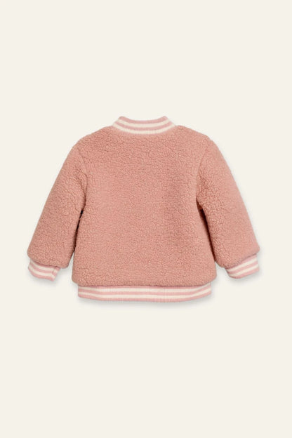 Kız Bebek Tavşan Nakışlı Peluş Mont - Pembe - 3