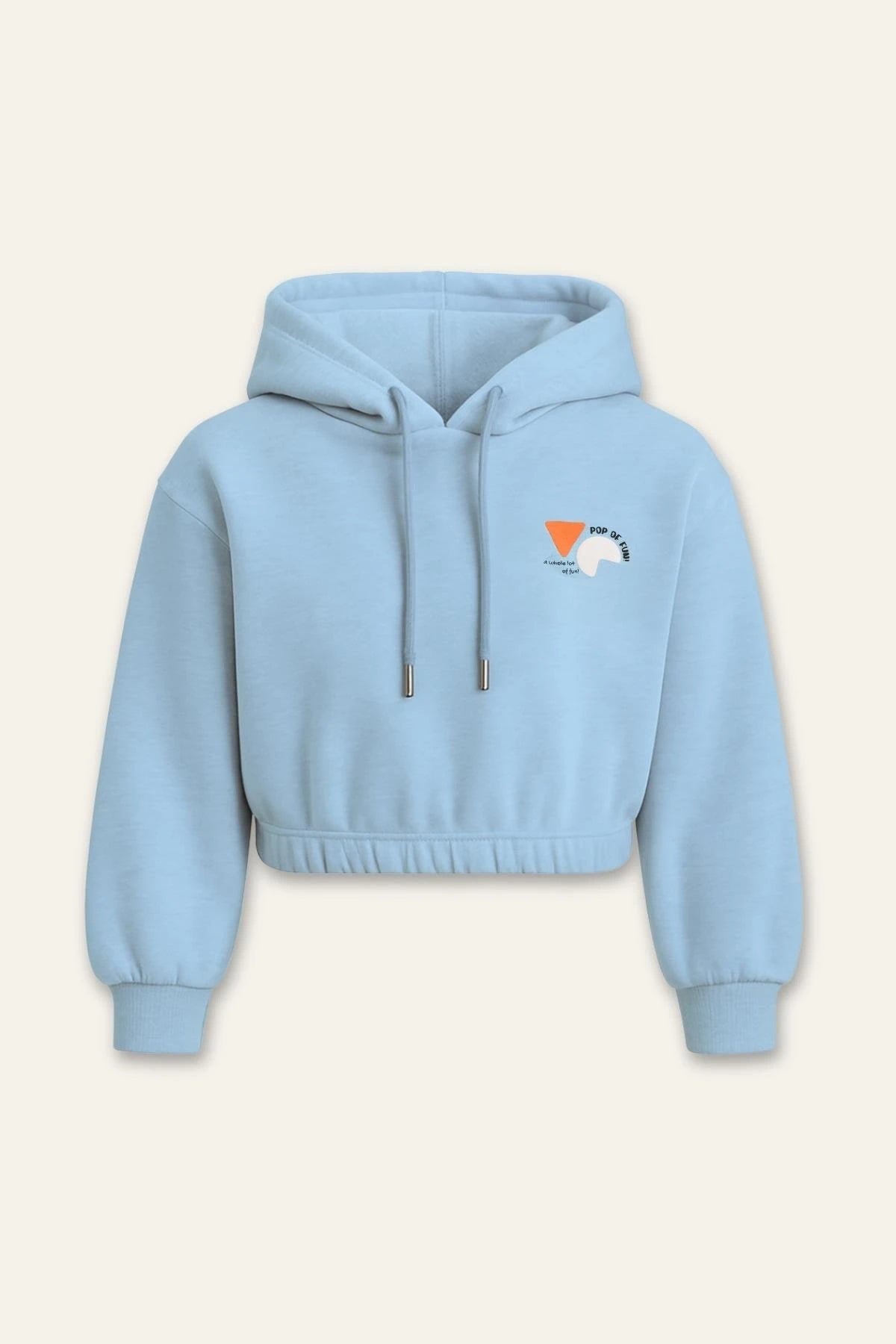 Kız Çocuk Kapşonlu Crop Sweatshirt - Mavi - 1