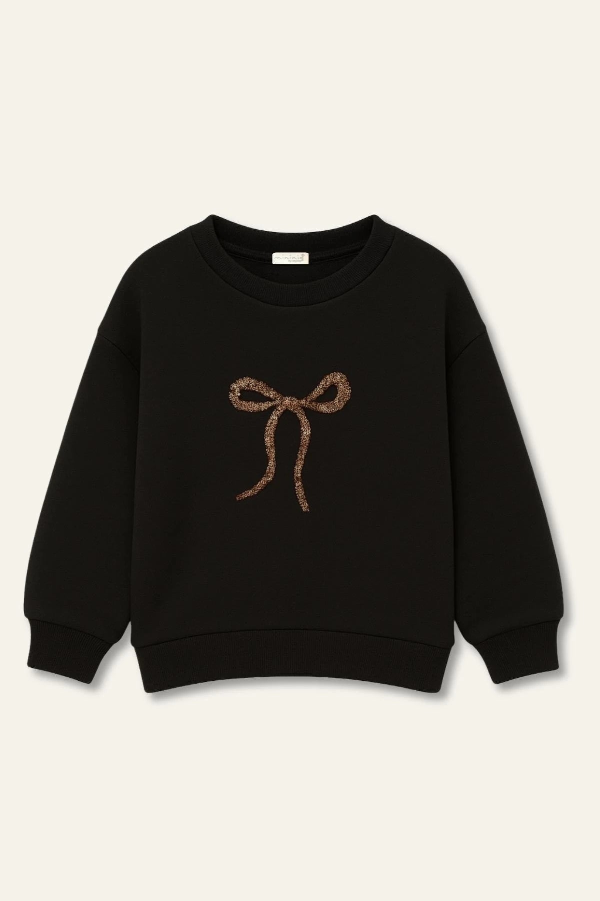 Kız Çocuk Nakıs Detaylı Sweatshirt - Siyah - 1