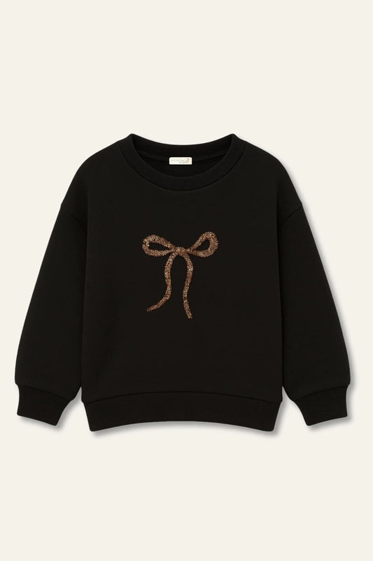 Kız Çocuk Nakıs Detaylı Sweatshirt - Siyah - 1