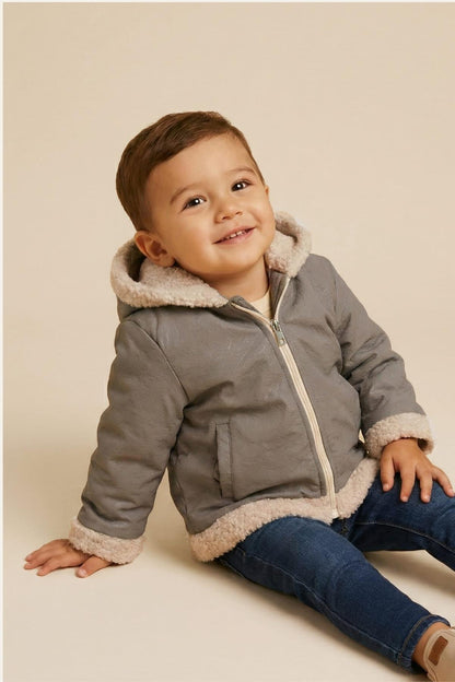 Unisex Çocuk Çift Taraflı Mont - Antrasit - 1