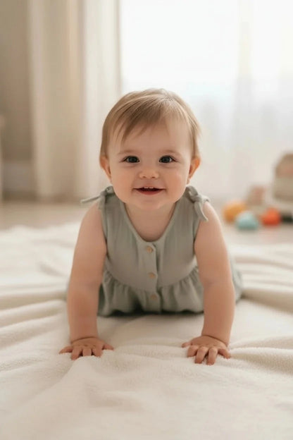 Kız Bebek Müslin Gri Elbise - 3