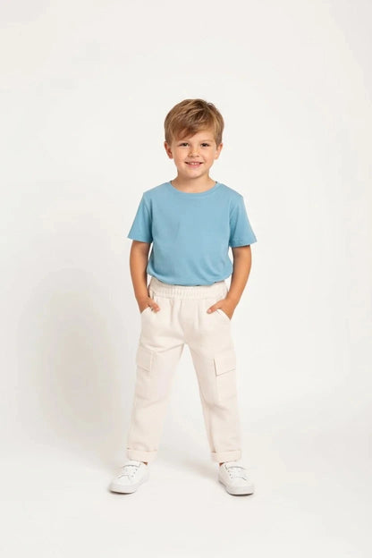 Krem Renk Kargo Cep Keten Pantolon - 2